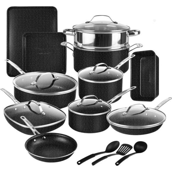 Granitestone 20 Pc Complete Pots and Pans Set Non Stick, Cookware Set with Deep - Picture 7 of 12
